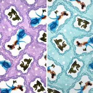 2009 The Princess and the Frog Licensed Fabric by David Textiles (fat quarter, cotton, tiana,  Disney princess, classic, purple, blue)