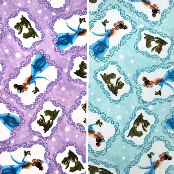 2009 The Princess and the Frog Licensed Fabric by David Textiles (fat quarter, cotton, tiana,  Disney princess, classic, purple, blue)