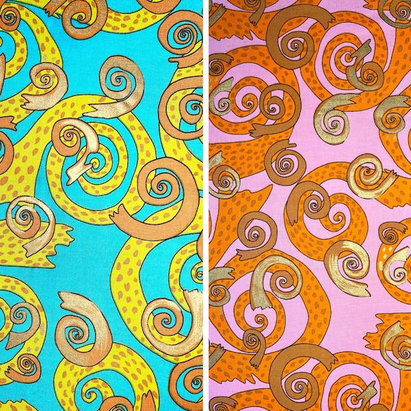 Buddha Party Swirls Fabric by Terrie Mangat for Free Spirit Westminster, Fat Quarter (continuous cut, cotton, metallic gold, vibrant)