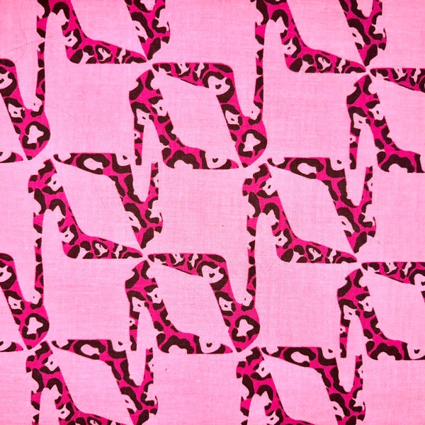 Cheetah Print High Heel Herringbone Fabric by Springs Creative 2011 (half yard, hot pink, leopard, animal, fashion, stilettos, girls, girly)