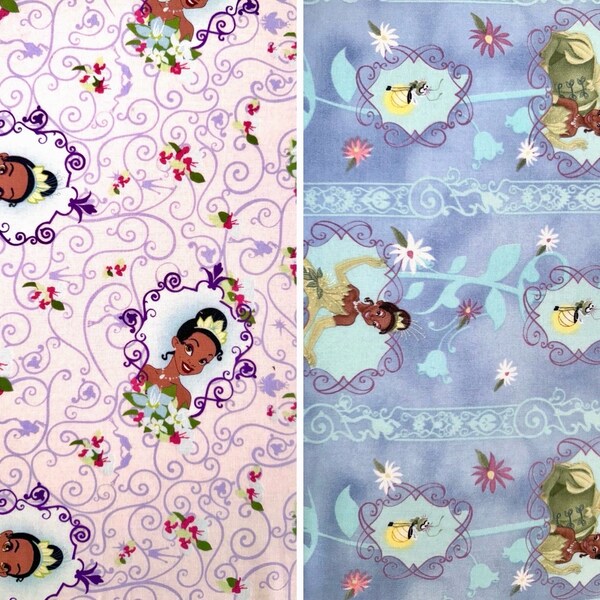 RARE Princess and the Frog Licensed Fabric, Springs Creative, Fat Quarter, Continuous Cut (Tiana, Disney princess, cotton, pink, floral, cla