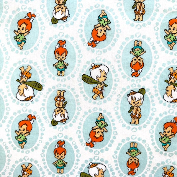 Pebbles & Bamm Bamm Flintstones Fabric Cotton Licensed (pebbles fabric, bam bam fabric, Classic Flintstones fabric, baby flintstone fabric)