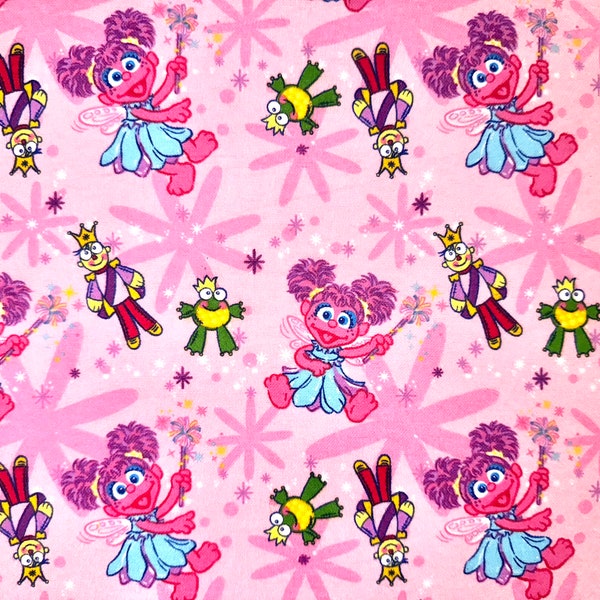 RARE 2008 Sesame Workshop Abby Cadabby Flannel Fabric (classic, pink, kids, nostalgic, children, rare, retro)