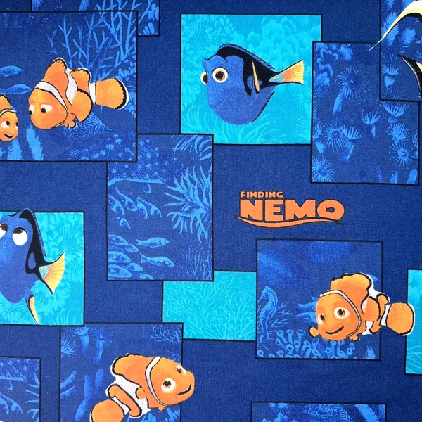 Buscando a Nemo Tela, Fat Quarter (corte continuo, Pixar, Dory, Niños, Niños, Disney, pescado, océano, Pixar, azul)