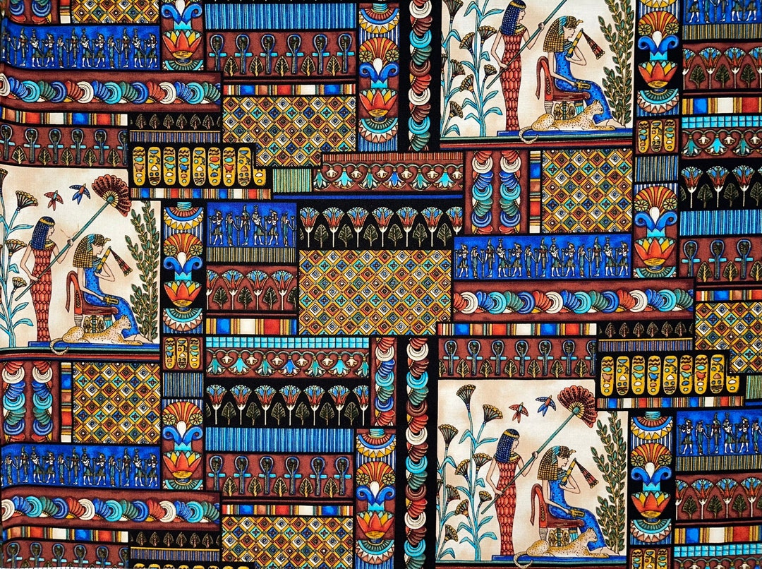 Extemely Rare Vintage Ancient Egyptian Fabric by Hi Fashion Fabrics 11