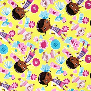 Doc Mcstuffins Licensed Fabric Fat Quarter (continuous cut, Disney junior, girls, kids, cute, cuts, cotton, vibrant)