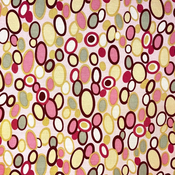 2005 Bangie Dots Fabric by Alexander Henry, 26”x42” (continuous cut, cotton, rare, y2k, pink, aesthetic)