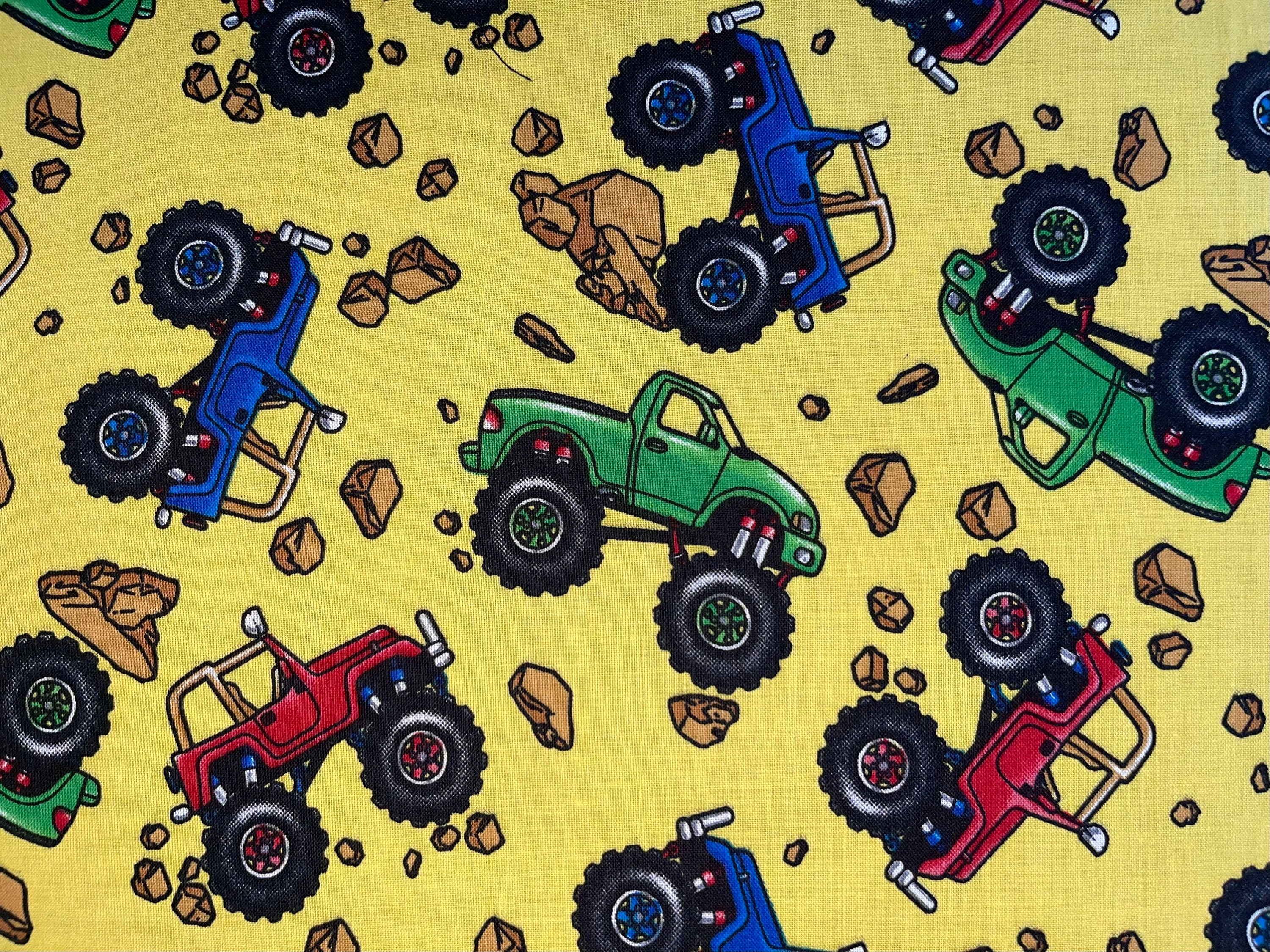 Cartoon Monster Trucks Fabric –