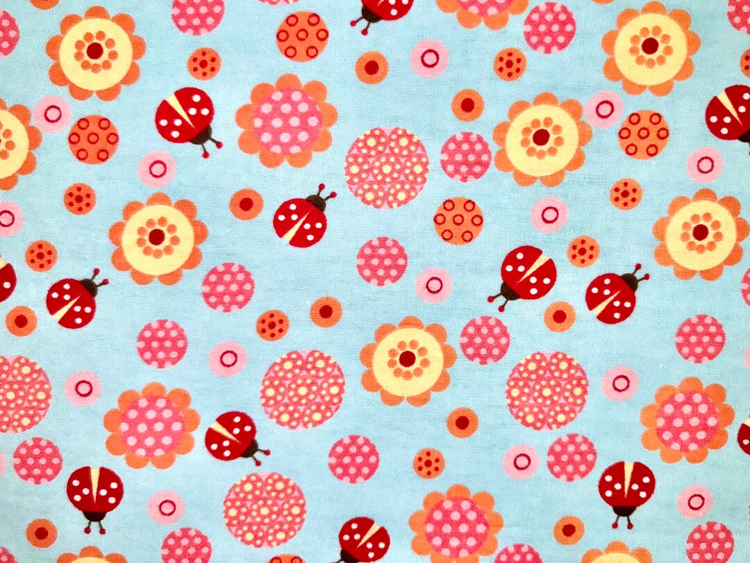 Lumelo and Ginger - Cheri - Strawberries - Ladybugs - Floral - Printed by Family Fabrics