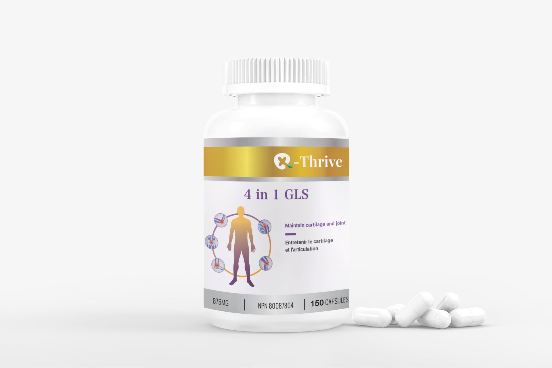 Joint Pain Relief Supplement: Glucosamine, Chondroitin, MSM, Bromelain - 150 Capsules