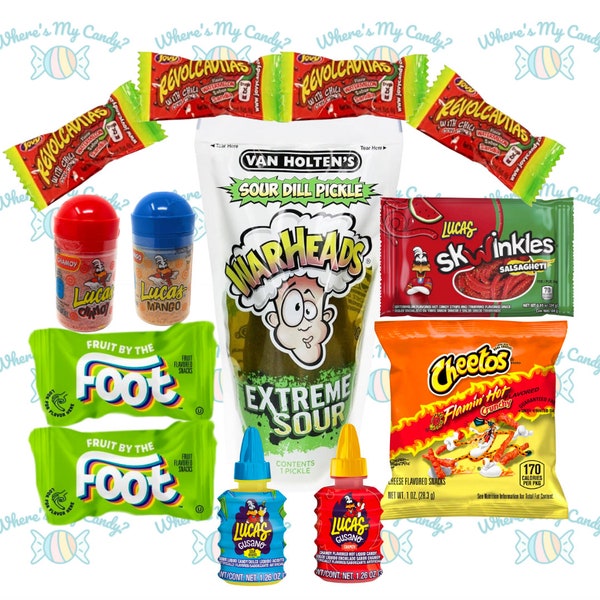 CHAMOY PICKLE Kit , 13pc , Sour Spicy , Hot Cheetos , TikTok Pickle Challenge , Trending | Gift Set| DIY | Extreme Sour Warheads Pickle