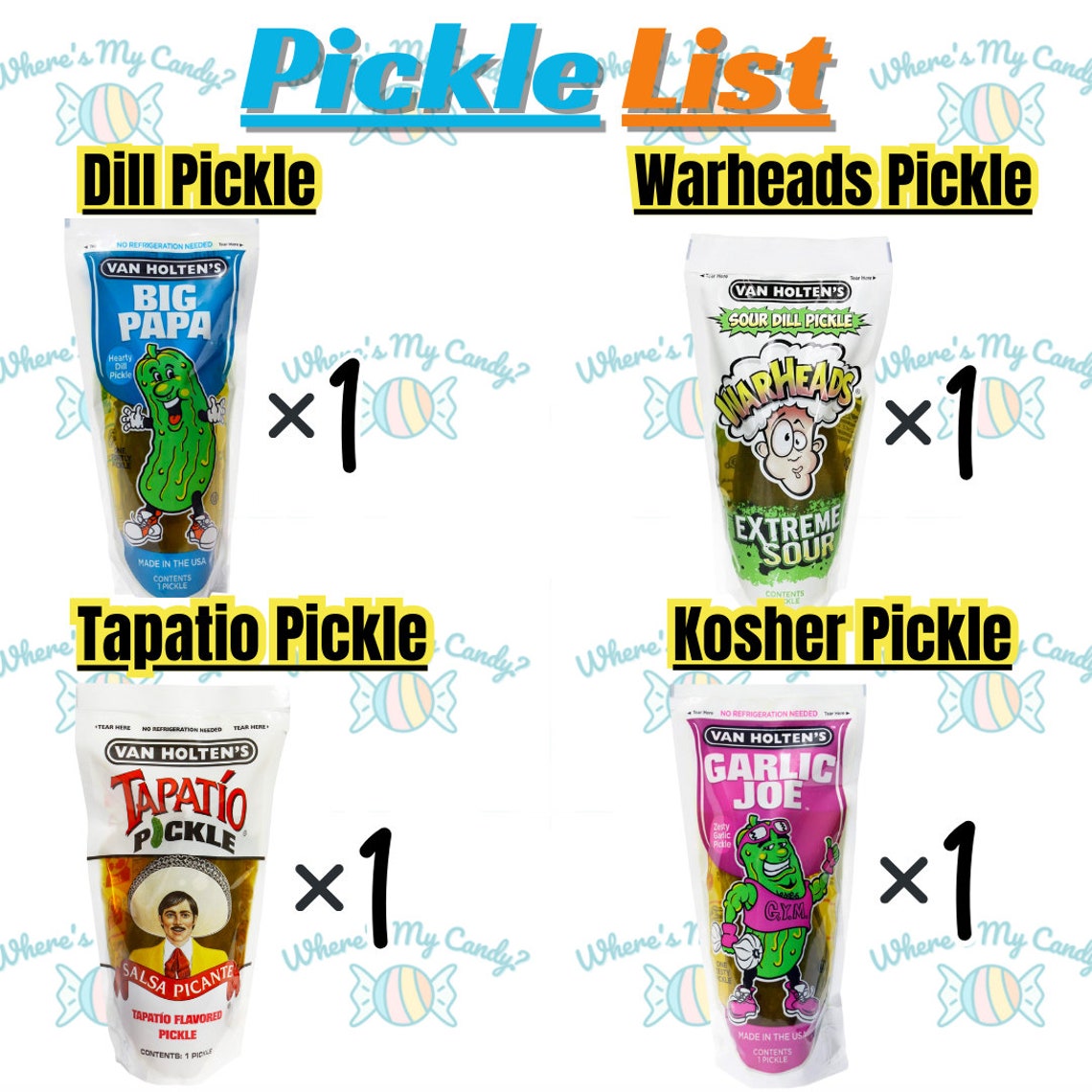 Family Chamoy Pickle Kit Mega Bundle , 52 PIECES , 4pickles , VALUE