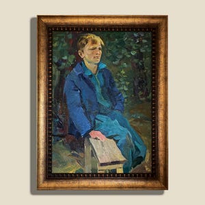 Vintage Portrait of a Boy | Original Oil Painting 1960s | Ukrainian Figurative Art | Retro Wall Decor | Collectible Framed Artwork