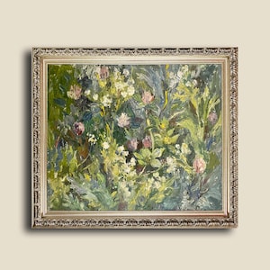 SELTENE 1980er Jahre Blumenlandschaft Garten Bliss | Ukrainische Ölgemälde | Vintage Wand Kunst | Sammlergeschenk | Ukrainische Künstlerin Volobueva Natalia
