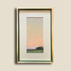 Landscape original oil Star in the morning sky Ukrainian vintage artwork 1958 framed signed Ukrainian artist Tkachenko Evgeniy