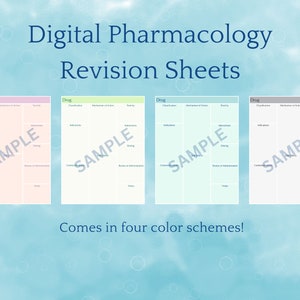 Pharmakologie Notiz Vorlage/Revision Sheet für Medizinische Schule/Krankenpflege Schule/PA Schule Vertikal *Digitaler Download