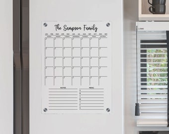 Acrylic Fridge Calendar | Magnetic Planner | Customized Dry Erase Board | Monthly Meal Planner | Kitchen Decor | Free Preview in 12 Hours!