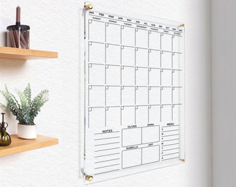 Vertical Acrylic Calendar | 2024 Wall Calendar | Family Planner | Monthly & Weekly Calendar | Large Dry Erase Board | Free Shipping