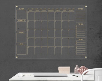 Acrylic Gold Text Wall Calendar | Minimalist Family Planner | Dry Erase Board | Custom Note Board | Personalized Planner | Free Shipping!