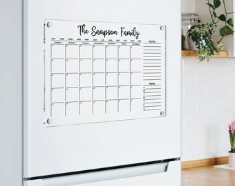 Magnetic Fridge Calendar | Family Planner | Acrylic Dry Erase Board | 2024 Calendar | Kitchen Wall Decor | Magnetic Glass Board for Fridge