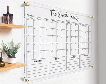 Two Month Acrylic Calendar | Dry Erase Family Planner | Wall Organizer with Markers | 2024 Command Center | Free Preview in 24 Hours!