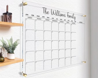 Custom Acrylic Family Wall Calendar | Dry Erase Monthly Planner
