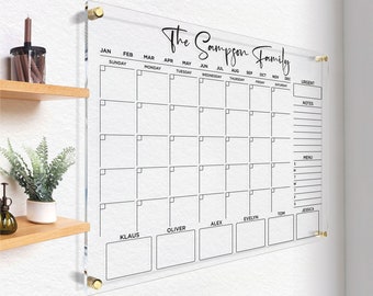 Dry Erase Acrylic Calendar | Monthly & Weekly Planner for Wall | Clear Family Wall Calendar | With Marker | Free Preview in 12 Hours!