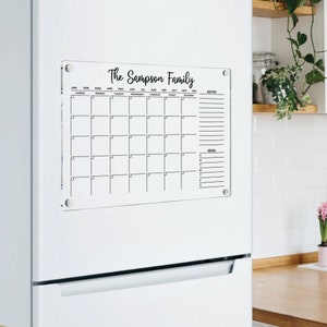 Magnetic Fridge Calendar | Family Planner | Acrylic Dry Erase Board | 2025 Calendar | Kitchen Wall Decor | Magnetic Glass Board for Fridge