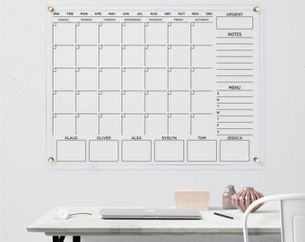 Dry Erase Calendar | Acrylic Planner for Wall | Monthly & Weekly Calendar | Large Memo Board | 2024 Calendar | Free Preview in 12 Hours!