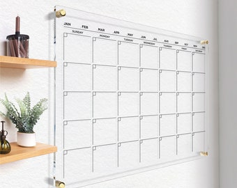 Large Acrylic Calendar | Monthly & Weekly Planner for Wall | Clear Family Wall Calendar | Dry Erase Board | Free Preview in 24 Hours!