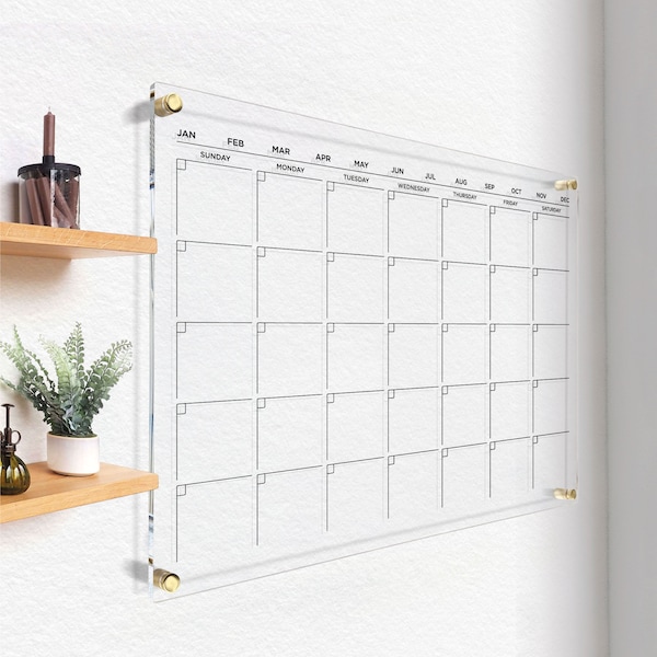 Large Acrylic Calendar | Monthly & Weekly Planner for Wall | Clear Family Wall Calendar | Dry Erase Board | Free Preview in 24 Hours!