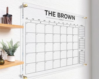 Acrylic Family Calendar | Personalized Wall Calendar | Dry Erase Board | 2025 Vision Board | Clear Memo Board | Free Express Shipping!
