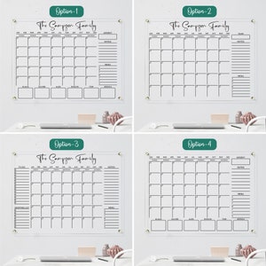 Variations for an acrylic family wall calendar planner.