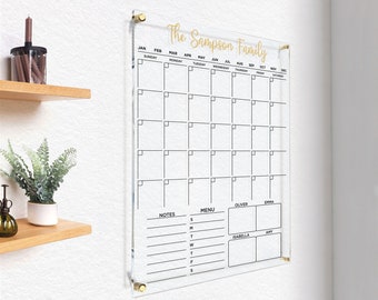 Custom Acrylic Calendar | Dry Erase Monthly Planner | Calendar with GOLD Text | Wall Calendar with Marker | Free Preview in 24 Hours!