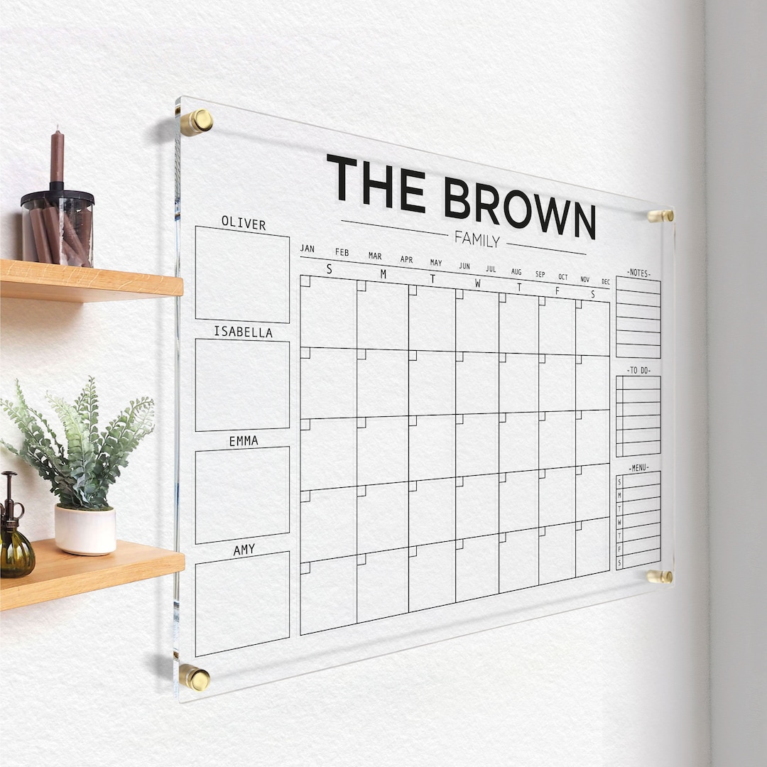 Acrylic Family Planner 2023 Custom Calendar Dry Erase Board