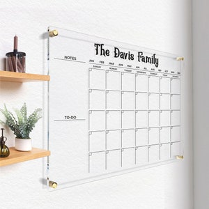 Acryl familieplanner | Maandkalender voor droog wissen | GOUD tekst beschikbaar | Wandkalender 2025 | Groot memobord | Gratis expresverzending!