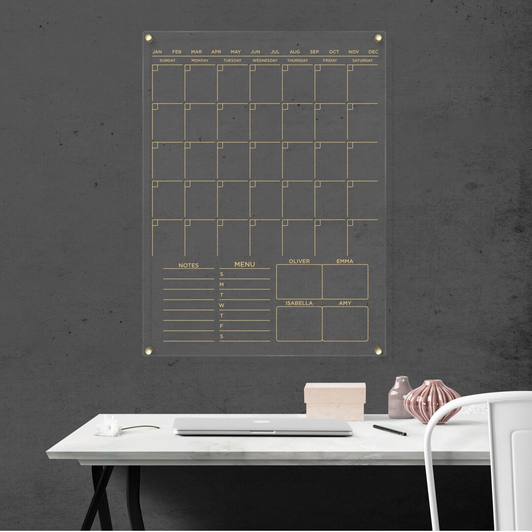 Gold-Text Acryl Kalender 2023 Wandkalender Vertical Family - Etsy België