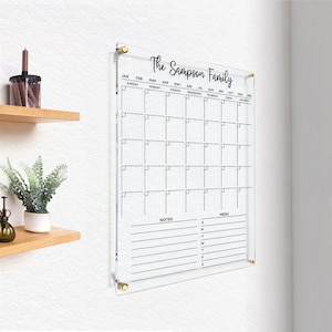 Acrylkalender 2025 | Gezinsmuurplanner | Aangepast memobord | Groot droog uitwisbaar bord | GOUD tekst beschikbaar | Gratis voorbeeld binnen 24 uur!