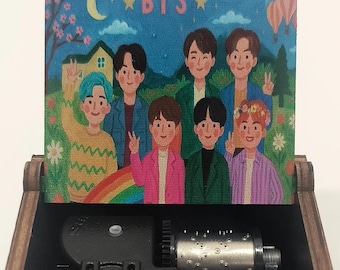 KPOP-muziekdoos, houten handgemaakte huisdecoraties kerstcadeau, valentijn, KPOP-leger, jaren 90, lente, op KPOP-boyband geïnspireerd cadeau