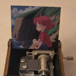 Caja de música inspirada en Ponyo, decoraciones para el hogar hechas a mano de madera, regalos de Navidad, caja de música romántica de amistad, día de la madre, años 90, anime