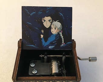 Japanese anime inspired music box, Wooden Home decorations Christmas Gift friendship , valentine, Mother's day, castle