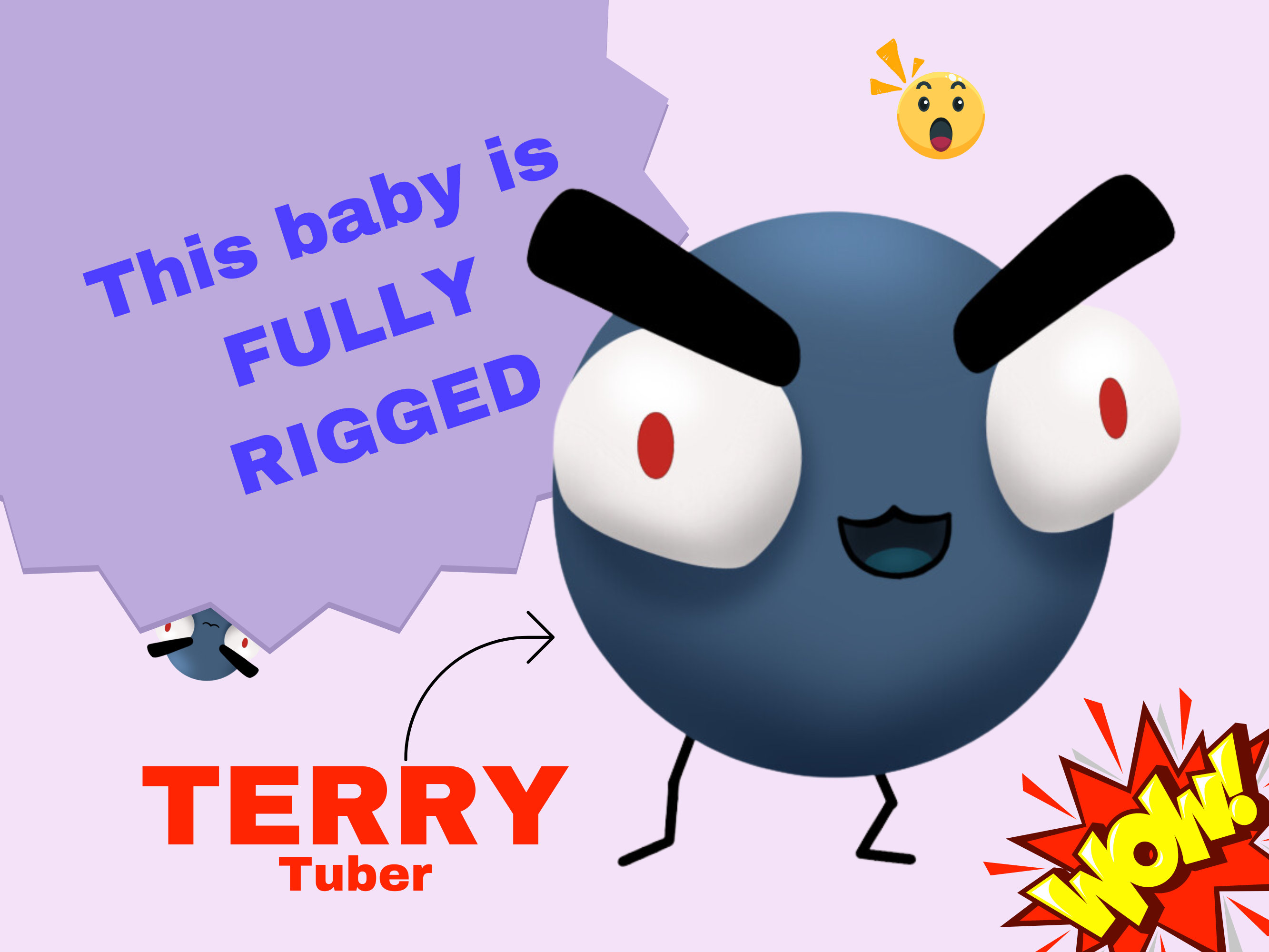 Fully Rigged Chaos Ball VTuber great for new vtubers, test model, funny model, its terry, very expressive, cheap ball blueberry boy