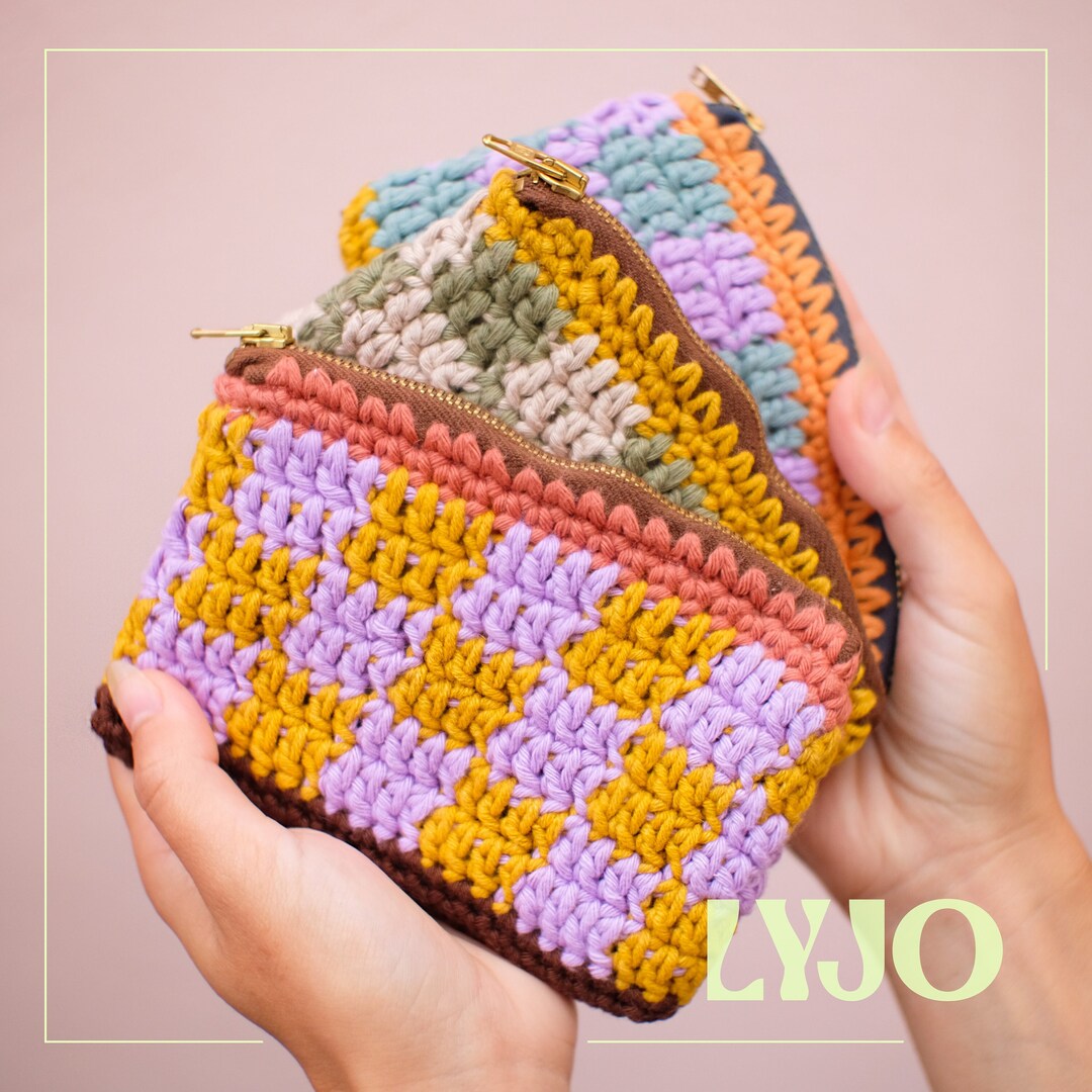 Handmade Crochet Zipper Pouch / Crochet Checkered Wallet/ Etsy
