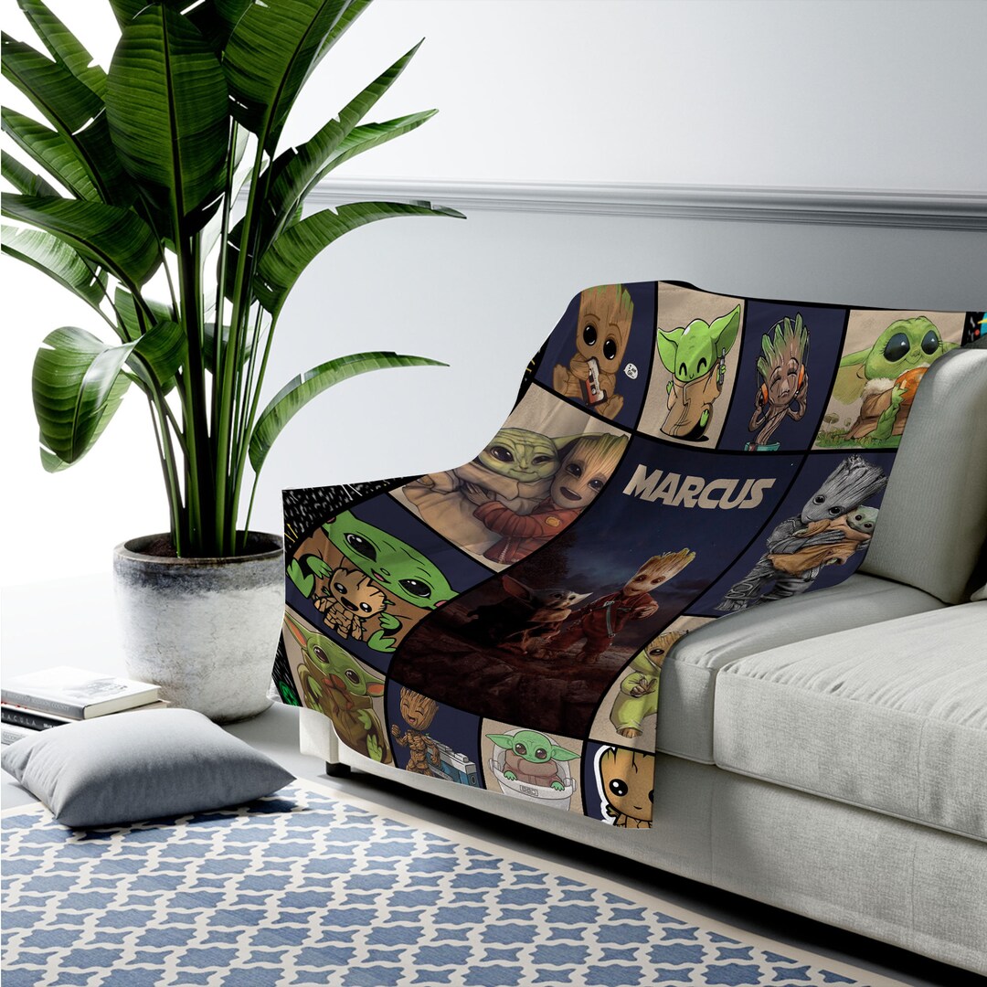 Baby Yoda Quilt Blanket Mandalorian Fleece Blanket Star Wars Etsy