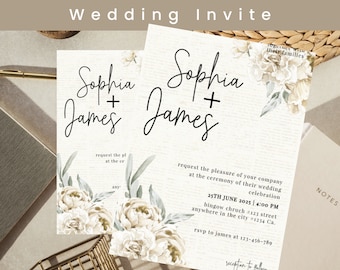 Printable Wedding Invitation Template | Printable Editable Wedding Invitation Template | Photo Wedding Invitation Templett