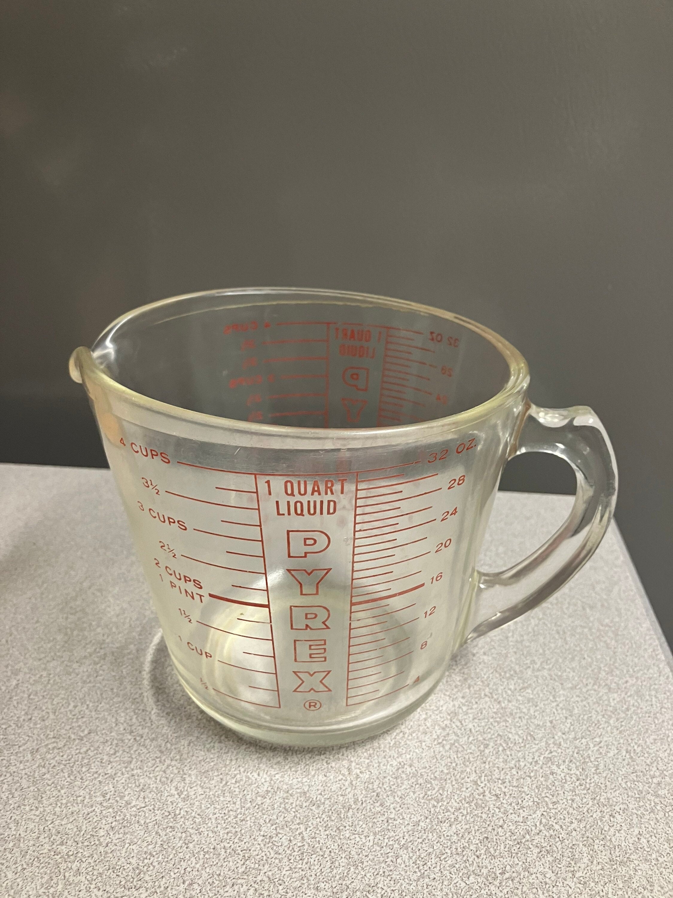 Vintage Red Pyrex 1 Cup Measuring Cup / Pyrex 508 1 Cup 8oz 250ml Open  Handle Red Lettering Measuring Cup / Pyrex Flameware Blue Tint 