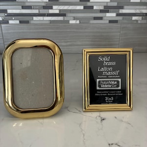 Vintage Brass Picture 3.5” x 5” Polished Brass Frame-Choice of Rectangle or Smooth Rounded Edge Rectangular Frame