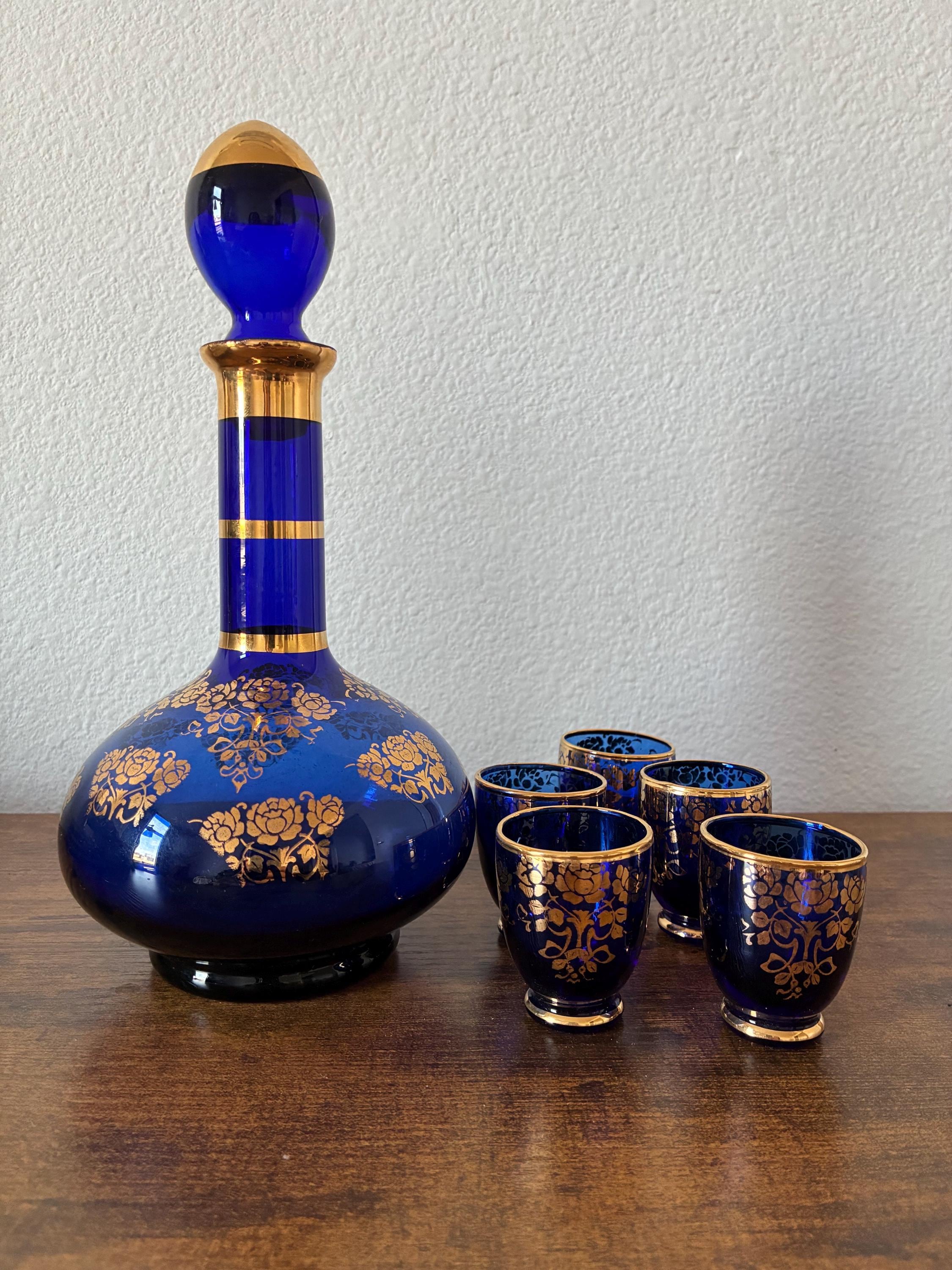 Murano Glass Decanter Blue Gold - Etsy