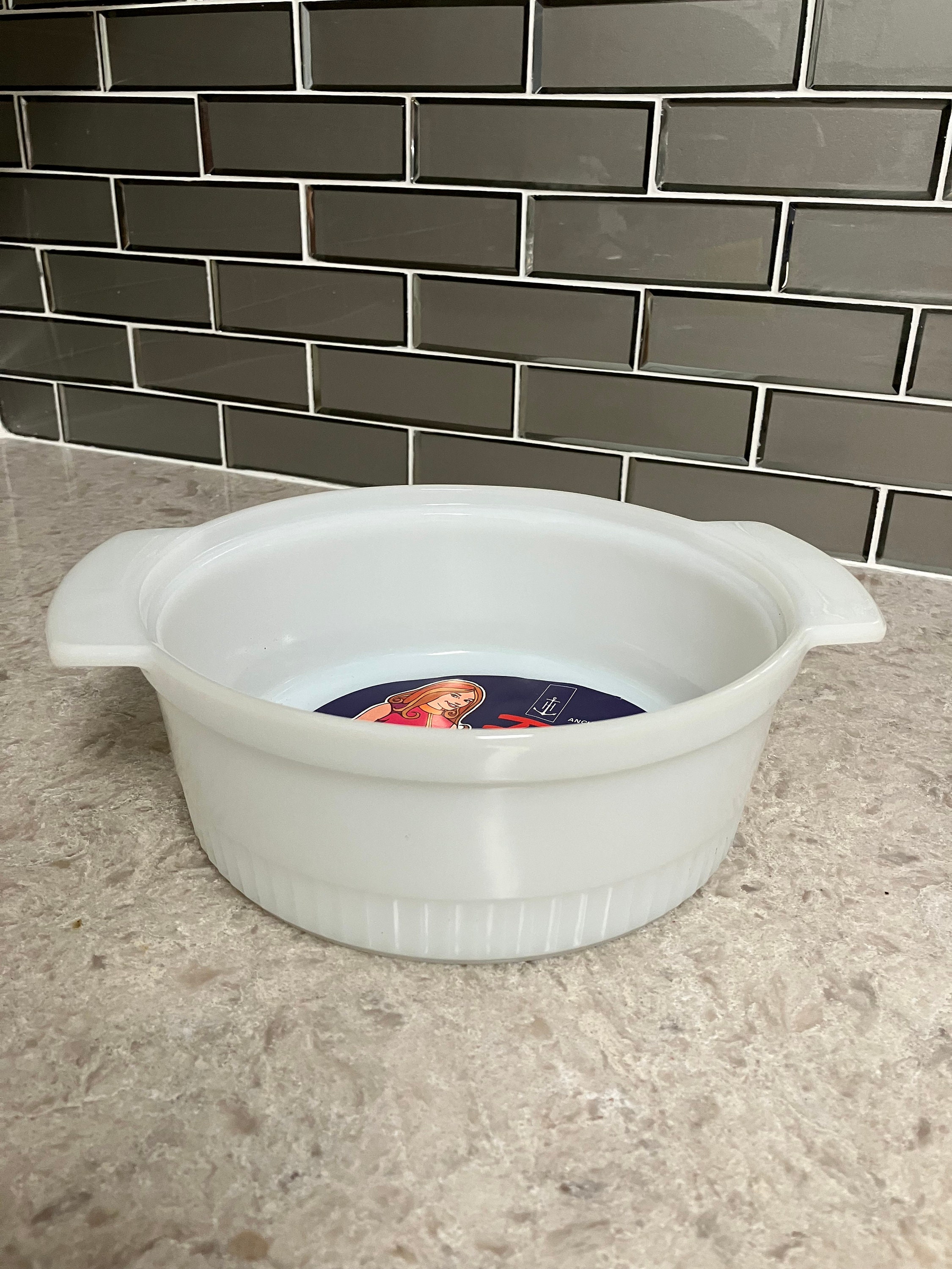 2 Fire King Milk Glass Casserole Dishes With Amber Lid 2 Etsy