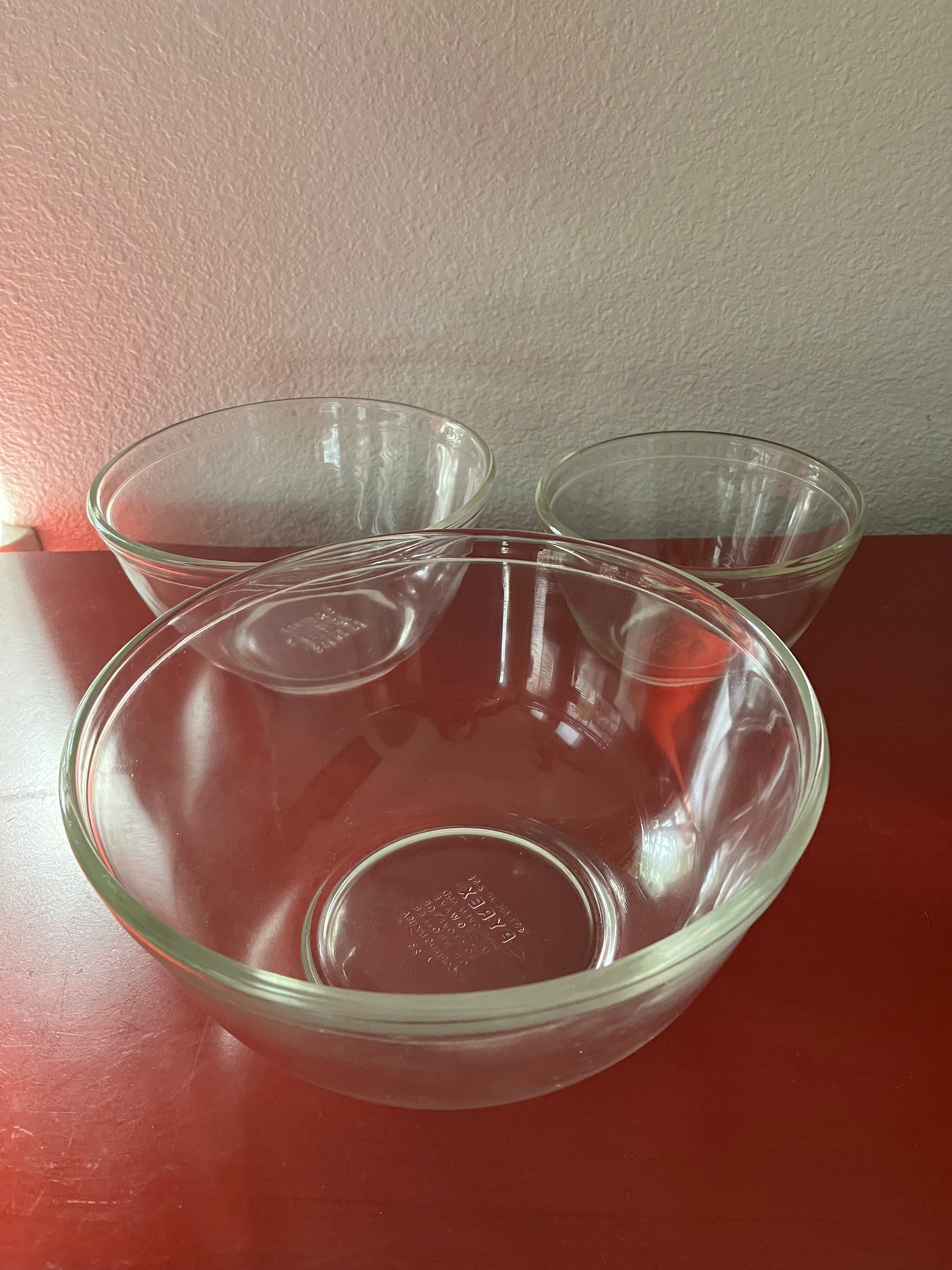 3 Vintage Pyrex Clear Glass Mixing Bowls in 3 6 and 10 Cups Etsy